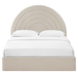 Rowan Arched Performance Velvet Queen Platform Bed in Almond