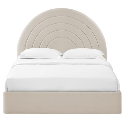 Solana Arched Performance Velvet Queen Platform Bed by Furniture For America