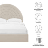 Rowan Arched Performance Velvet Queen Platform Bed in Almond
