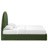 Rowan Arched Performance Velvet Queen Platform Bed in Moss Green