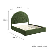 Rowan Arched Performance Velvet Queen Platform Bed in Moss Green