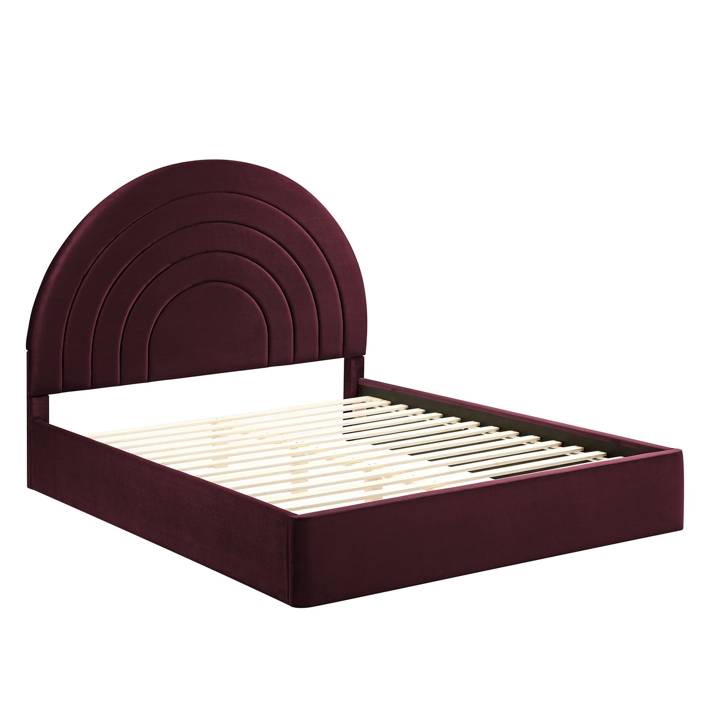 Solana Arched Performance Velvet Queen Platform Bed by Furniture For America
