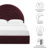 Rowan Arched Performance Velvet Queen Platform Bed in Mulberry