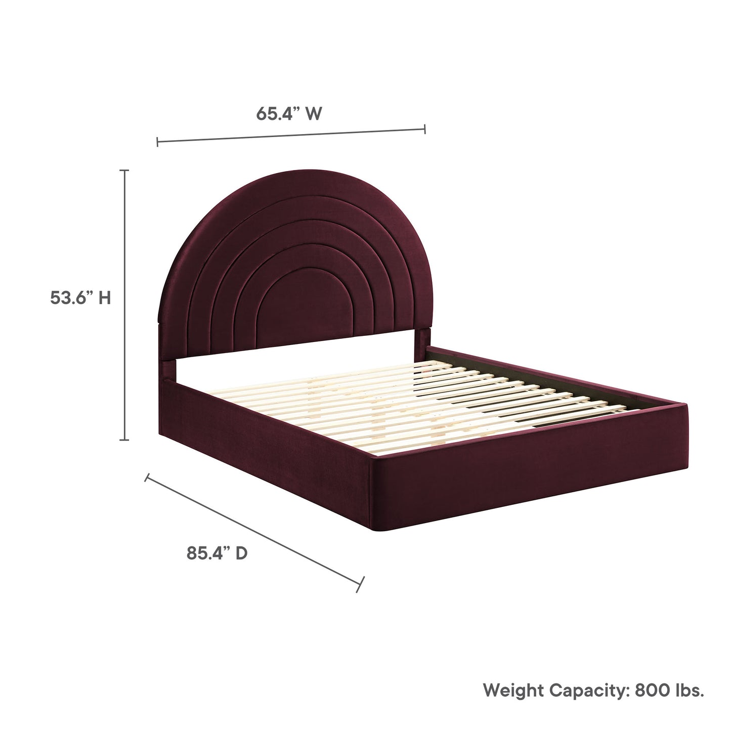 Solana Arched Performance Velvet Queen Platform Bed by Furniture For America