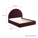 Rowan Arched Performance Velvet Queen Platform Bed in Mulberry