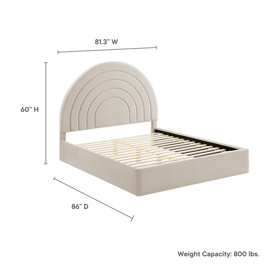 Rowan Arched Performance Velvet King Platform Bed in Almond