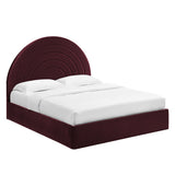 Rowan Arched Performance Velvet King Platform Bed in Mulberry