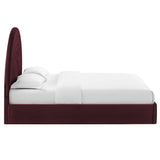 Rowan Arched Performance Velvet King Platform Bed in Mulberry