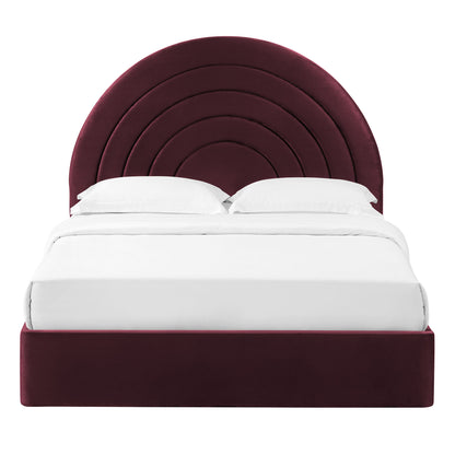 Solana Arched Performance Velvet King Platform Bed by Furniture For America