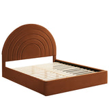 Rowan Arched Performance Velvet King Platform Bed in Rust