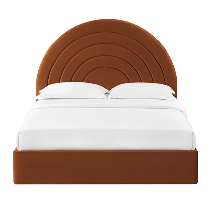 Solana Arched Performance Velvet King Platform Bed by Furniture For America