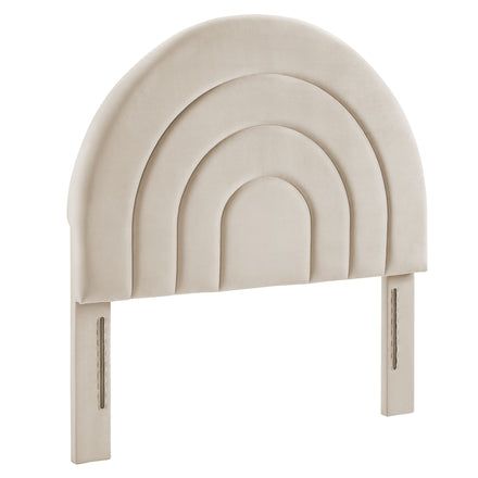 Solana Arched Performance Velvet Twin Headboard in Almond
