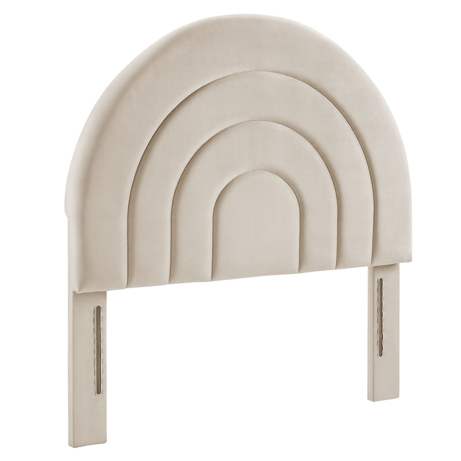 Rowan Arched Performance Velvet Twin Headboard in Almond