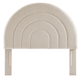 Rowan Arched Performance Velvet Twin Headboard in Almond