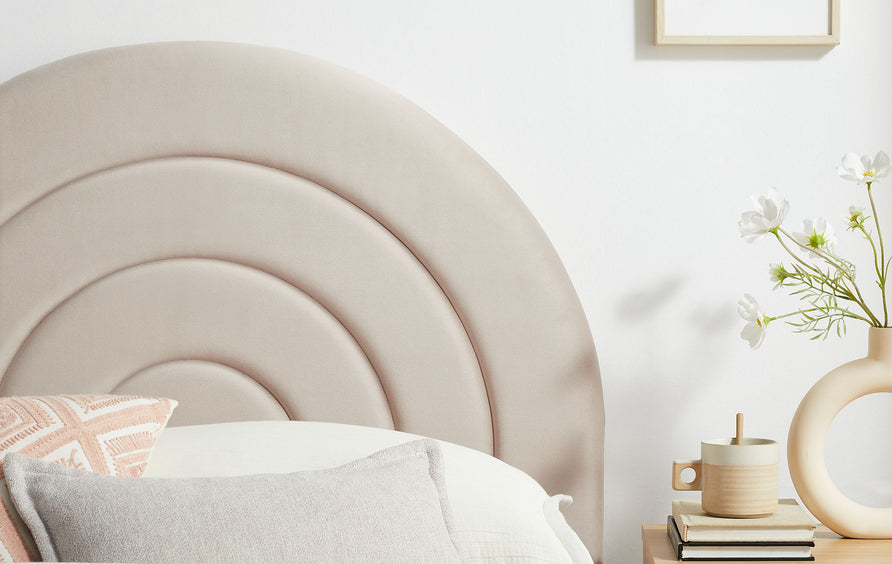 Rowan Arched Performance Velvet Twin Headboard in Almond