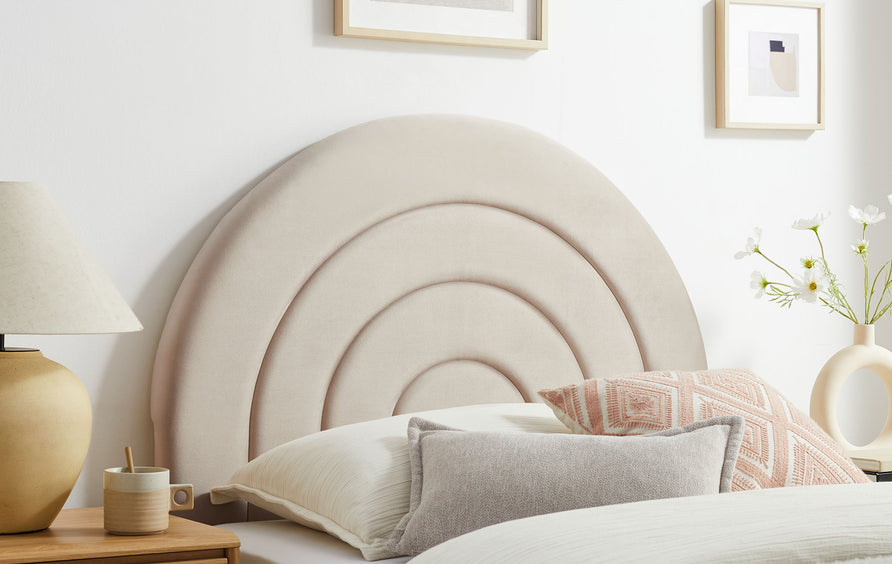 Rowan Arched Performance Velvet Twin Headboard in Almond