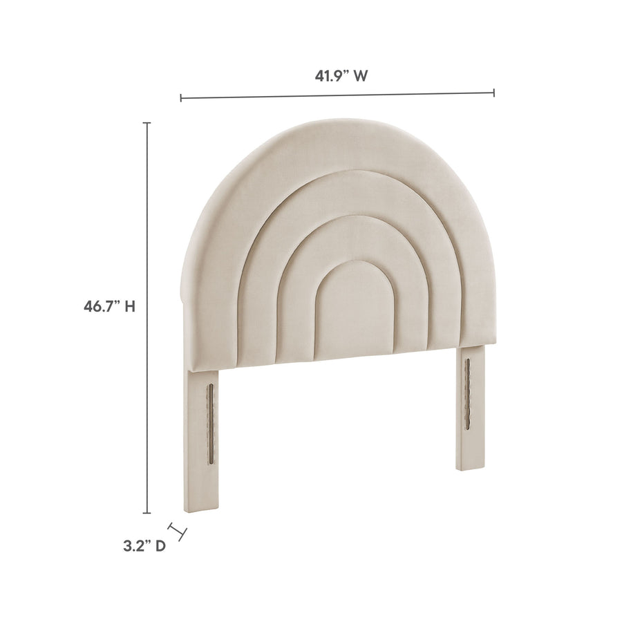 Rowan Arched Performance Velvet Twin Headboard in Almond