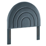 Rowan Arched Performance Velvet Twin Headboard in Cadet Blue