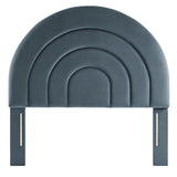 Rowan Arched Performance Velvet Twin Headboard in Cadet Blue