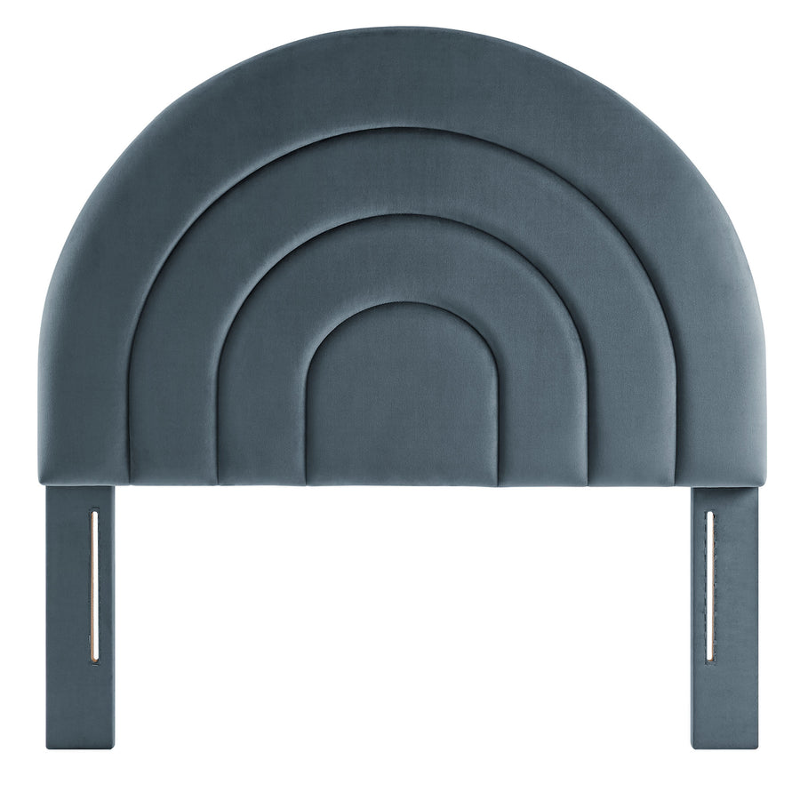 Rowan Arched Performance Velvet Twin Headboard in Cadet Blue