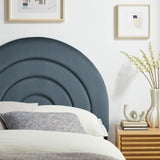 Rowan Arched Performance Velvet Twin Headboard in Cadet Blue