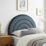 Rowan Arched Performance Velvet Twin Headboard in Cadet Blue