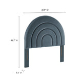 Rowan Arched Performance Velvet Twin Headboard in Cadet Blue