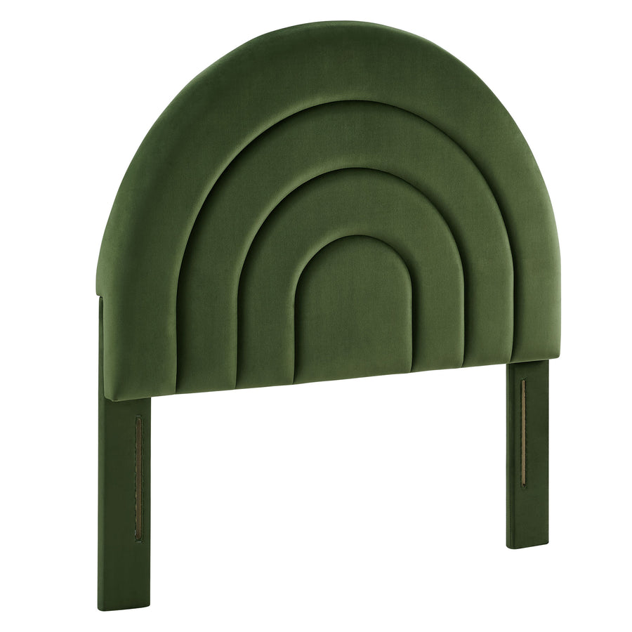 Rowan Arched Performance Velvet Twin Headboard in Moss Green