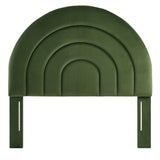Rowan Arched Performance Velvet Twin Headboard in Moss Green