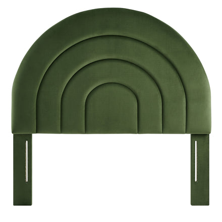 Solana Arched Performance Velvet Twin Headboard in Moss Green