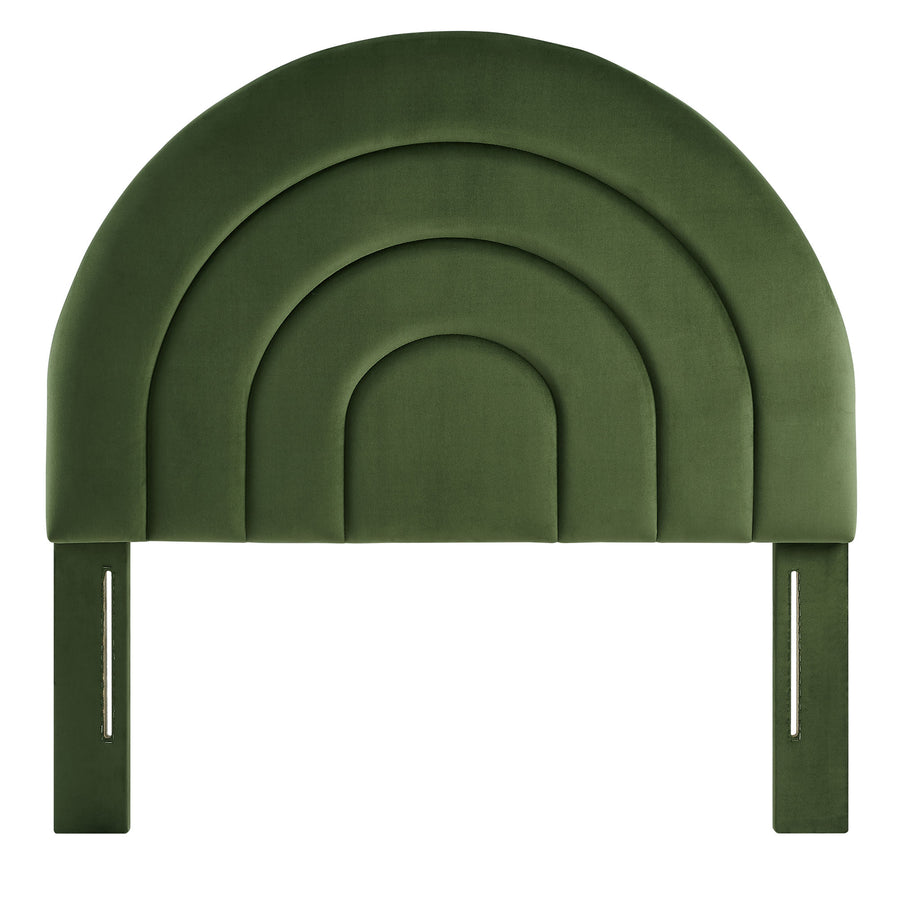 Rowan Arched Performance Velvet Twin Headboard in Moss Green