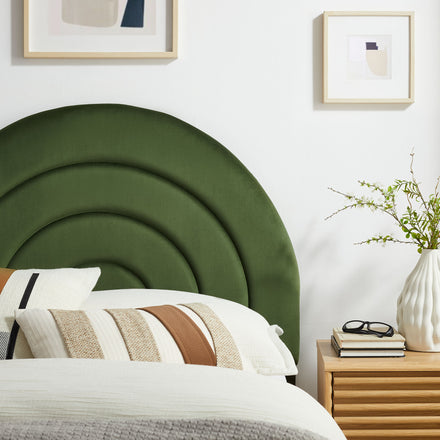 Solana Arched Performance Velvet Twin Headboard in Moss Green