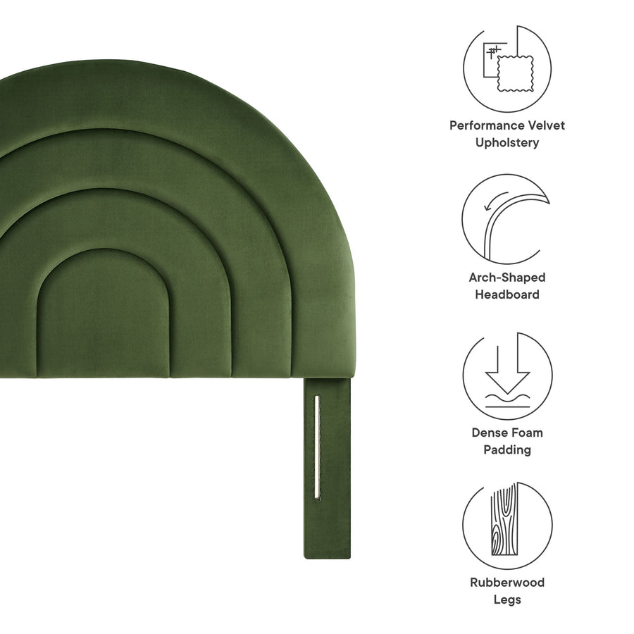 Rowan Arched Performance Velvet Twin Headboard in Moss Green