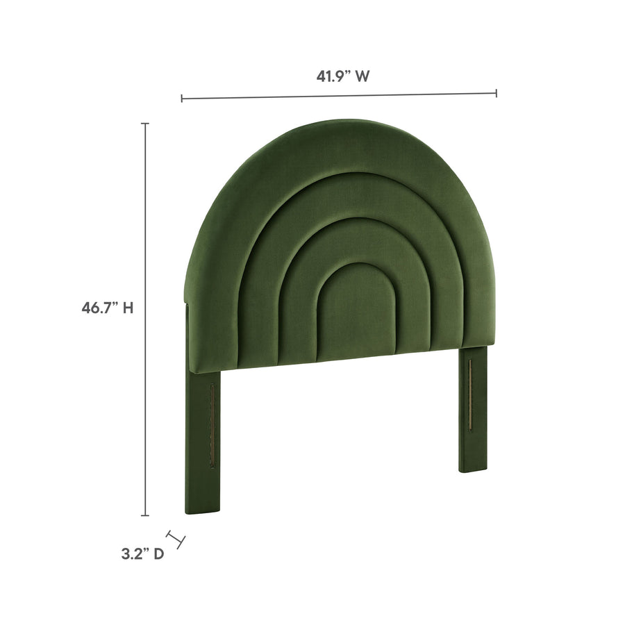 Rowan Arched Performance Velvet Twin Headboard in Moss Green