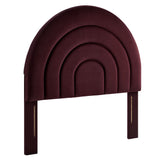 Rowan Arched Performance Velvet Twin Headboard in Mulberry