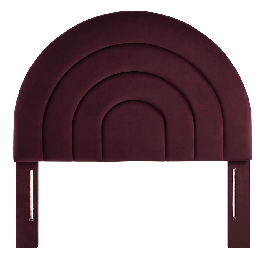 Rowan Arched Performance Velvet Twin Headboard in Mulberry