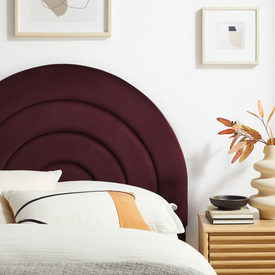 Rowan Arched Performance Velvet Twin Headboard in Mulberry