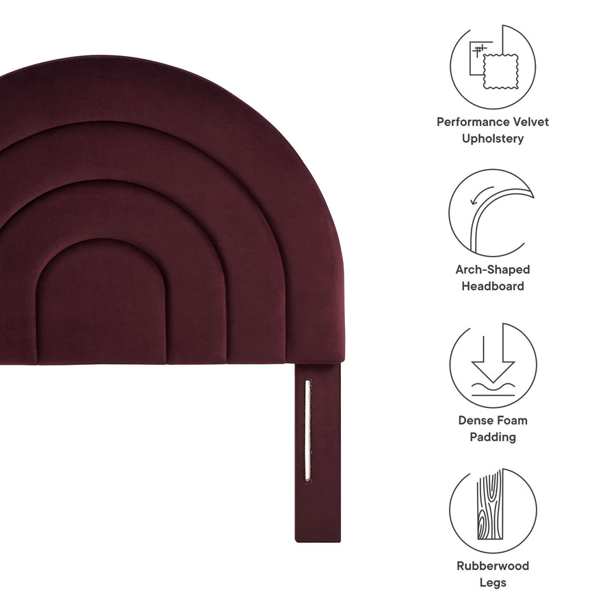 Rowan Arched Performance Velvet Twin Headboard in Mulberry