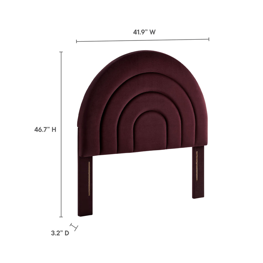 Rowan Arched Performance Velvet Twin Headboard in Mulberry