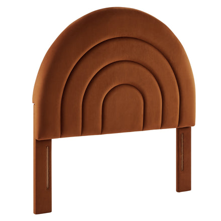 Solana Arched Performance Velvet Twin Headboard in Rust