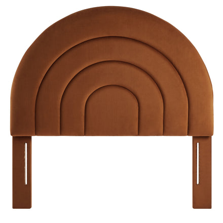 Solana Arched Performance Velvet Twin Headboard in Rust