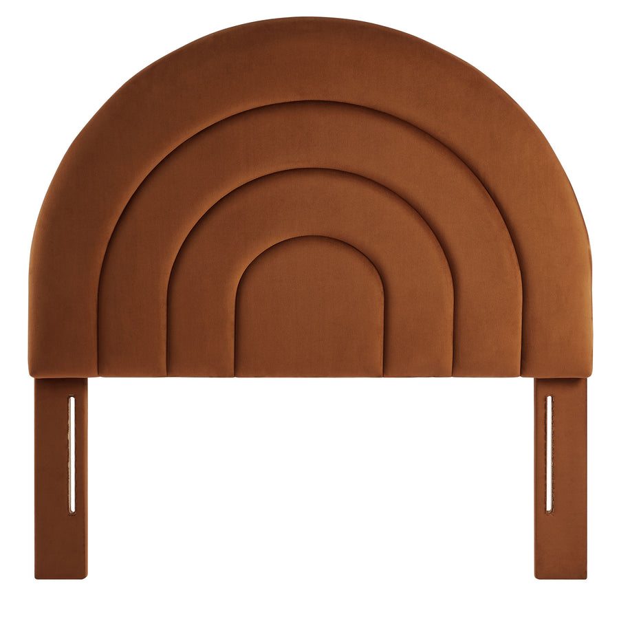 Rowan Arched Performance Velvet Twin Headboard in Rust