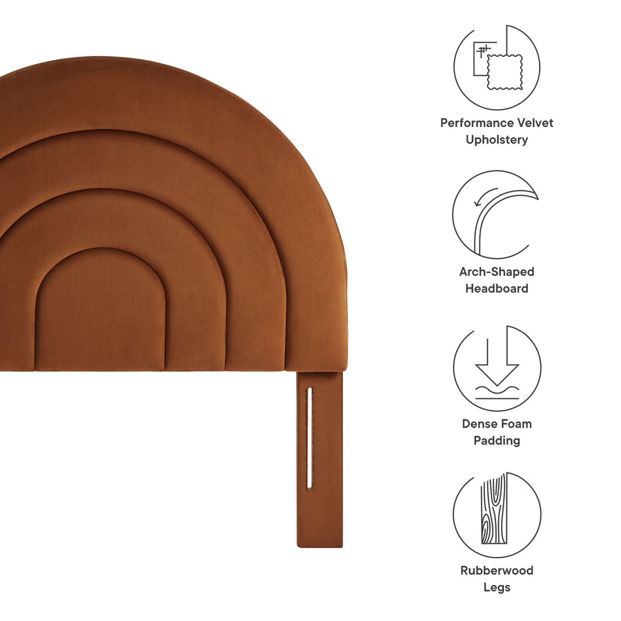 Rowan Arched Performance Velvet Twin Headboard in Rust