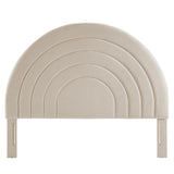 Rowan Arched Performance Velvet Full Headboard in Almond
