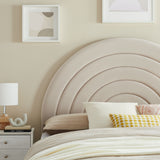 Rowan Arched Performance Velvet Full Headboard in Almond