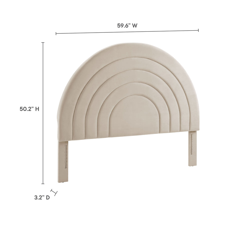 Rowan Arched Performance Velvet Full Headboard in Almond