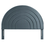 Rowan Arched Performance Velvet Full Headboard in Cadet Blue