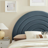 Rowan Arched Performance Velvet Full Headboard in Cadet Blue