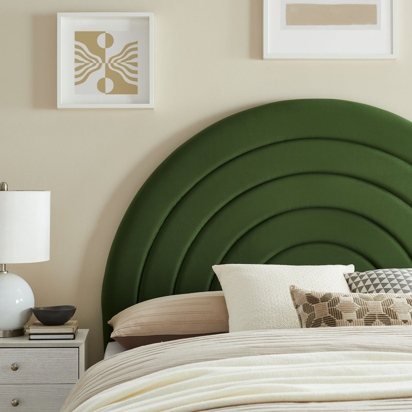 Solana Arched Performance Velvet Full Headboard by Furniture For America