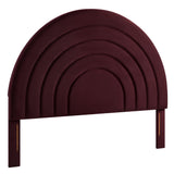 Rowan Arched Performance Velvet Full Headboard in Mulberry